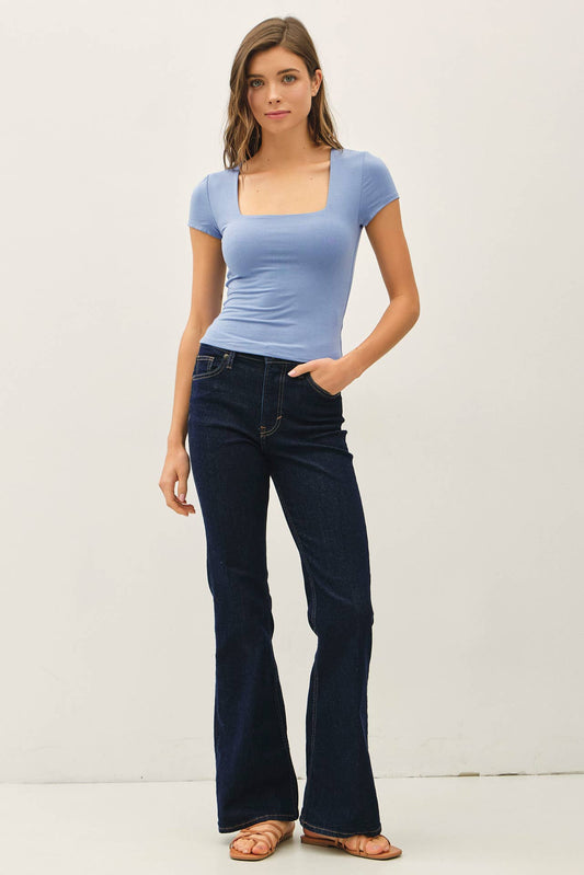 Square Neck Jersey Fitted Top