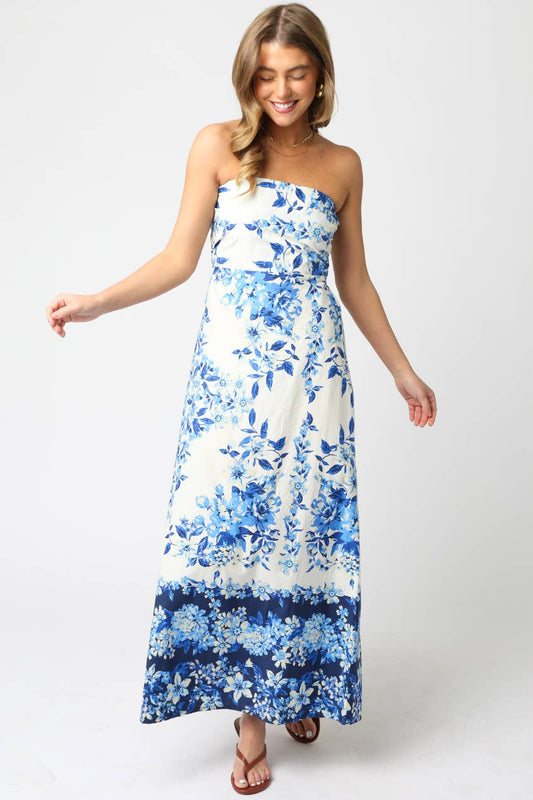 Strapless Floral Maxi Dress