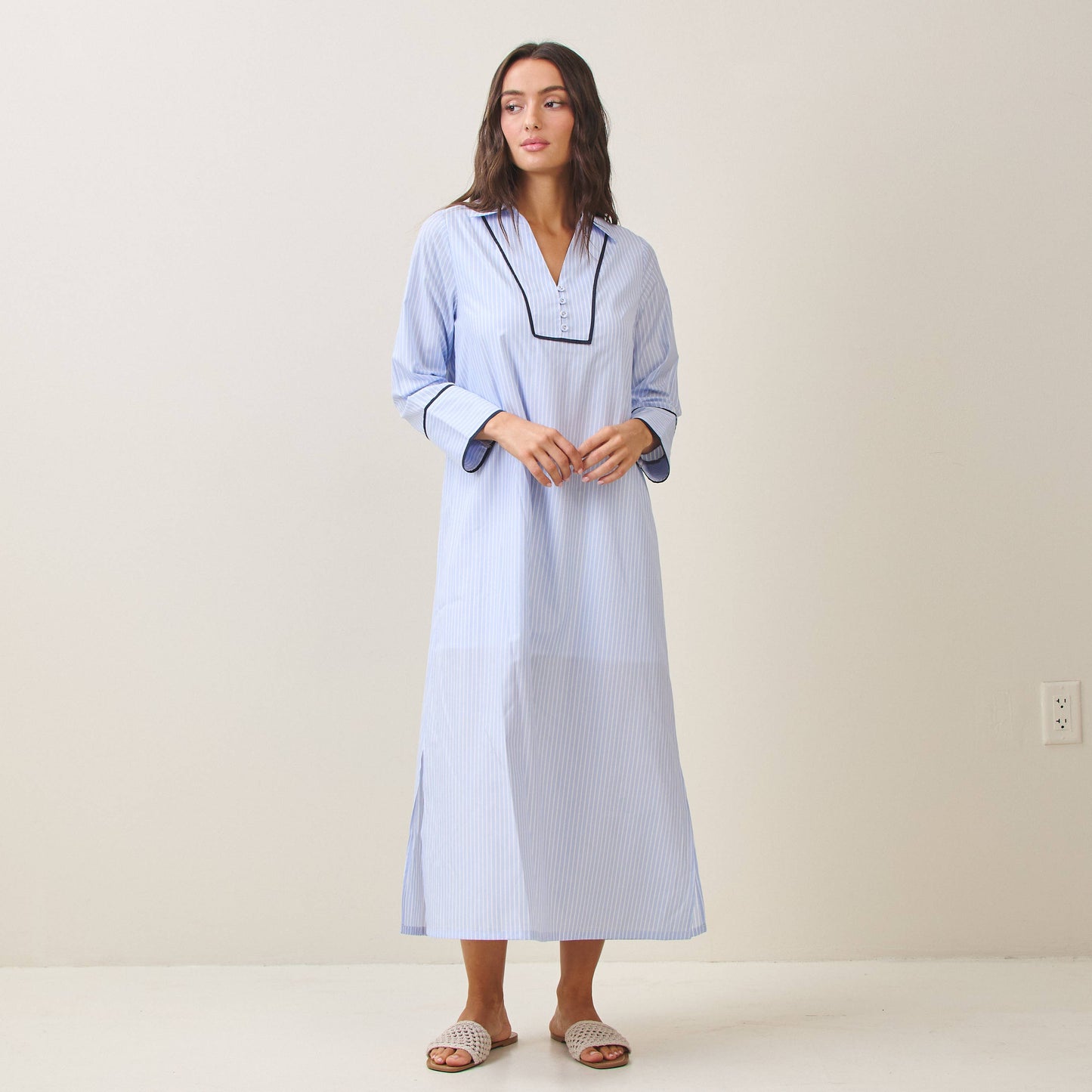 Rental- Able Pin Striped Maxi Dress