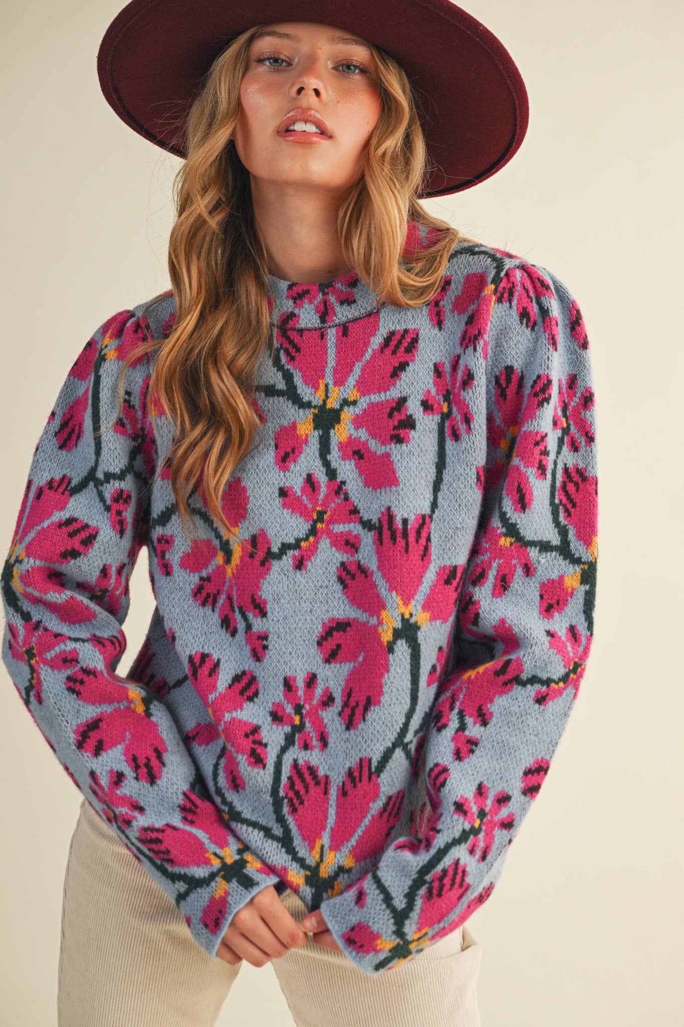 Floral Mock Neck Sweater