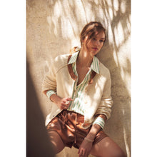 Load image into Gallery viewer, Chunky Knit Contrast Collar Cardigan Sweater
