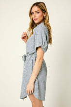 Load image into Gallery viewer, Half Sleeve Tie Waist Shirt Dress
