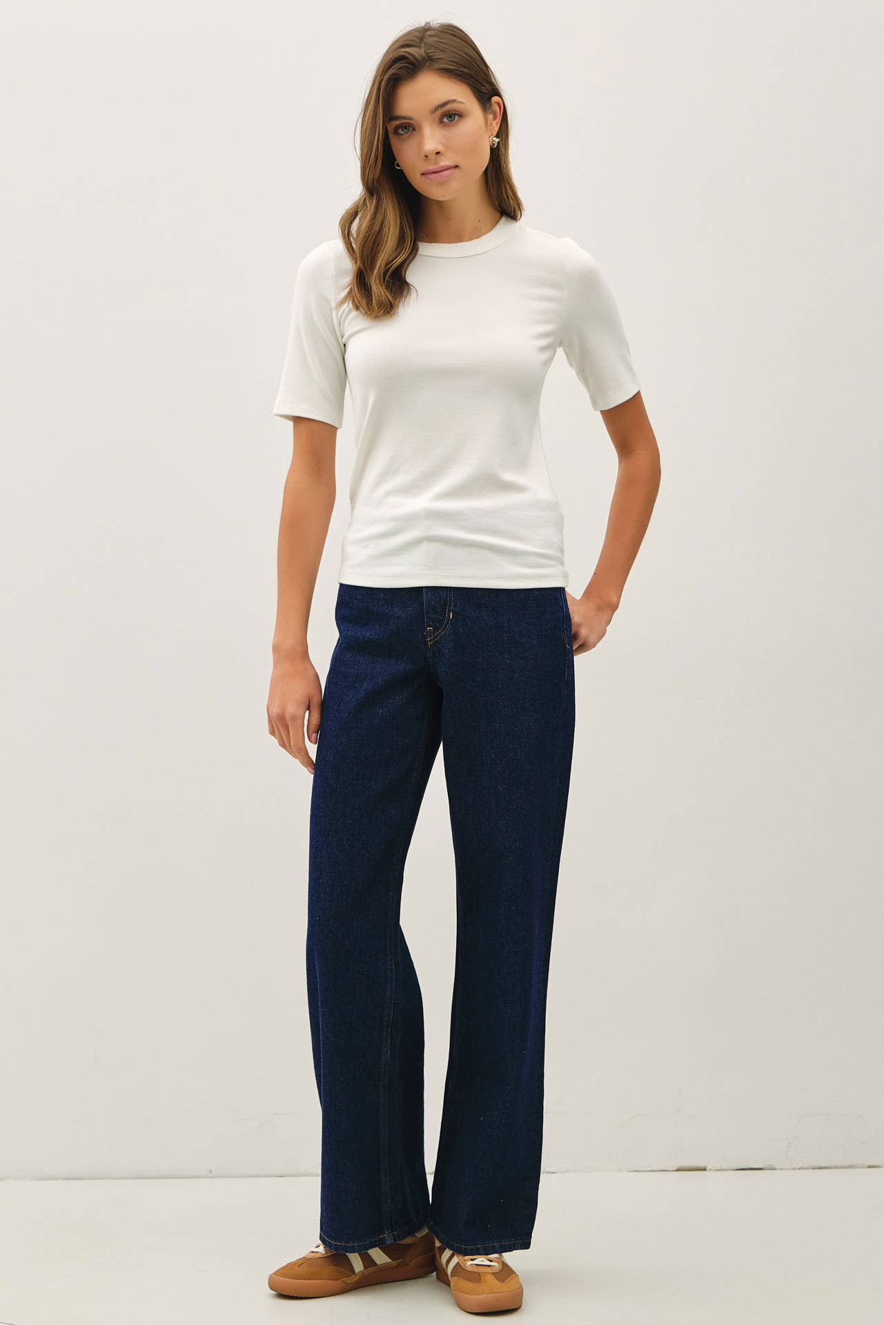 Basic Round Neck Mid Sleeve Top