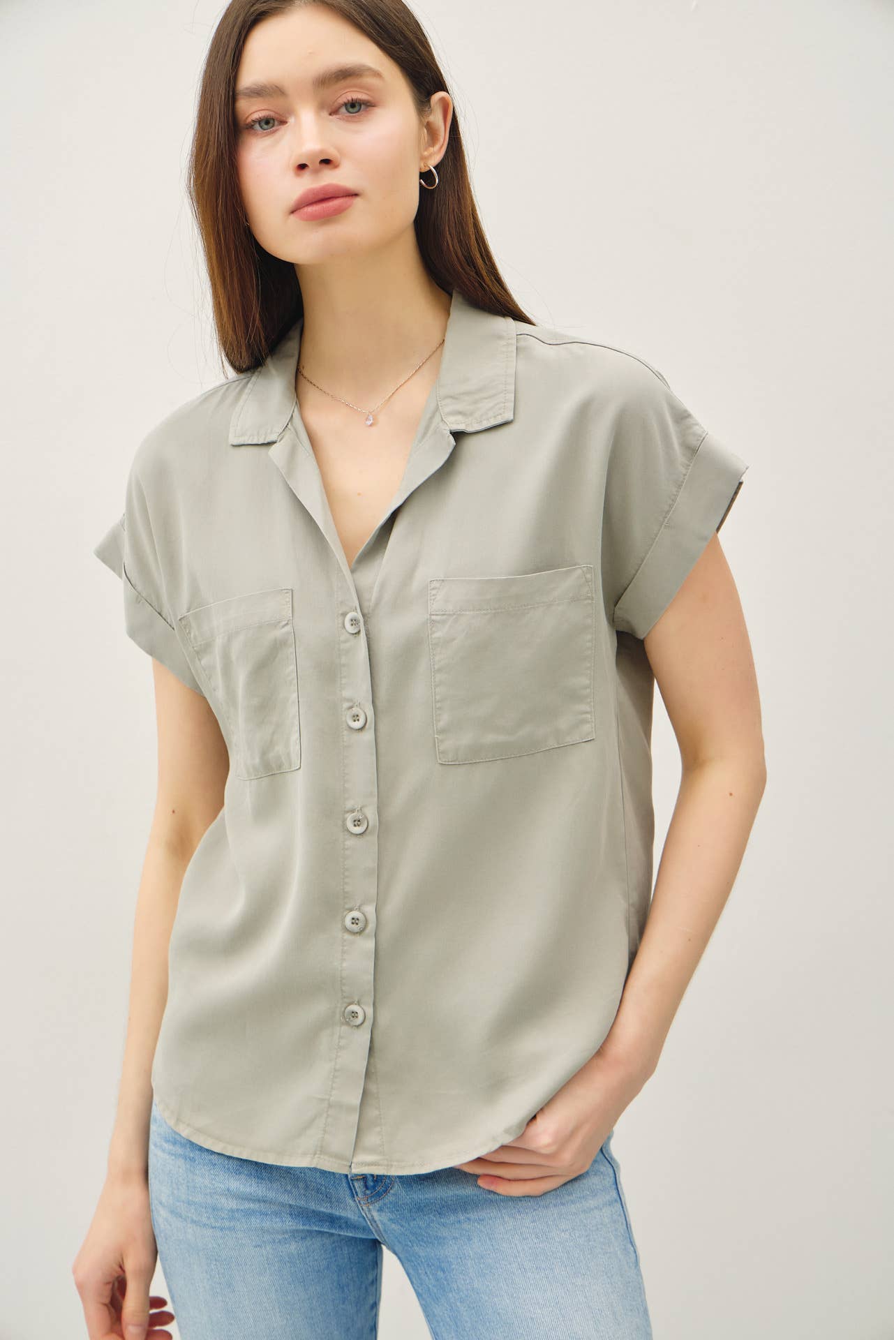 Dolman Short Sleeve Pocket Top