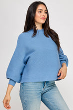 Load image into Gallery viewer, Balloon Sleeve Mock Neck Ribbed Sweater
