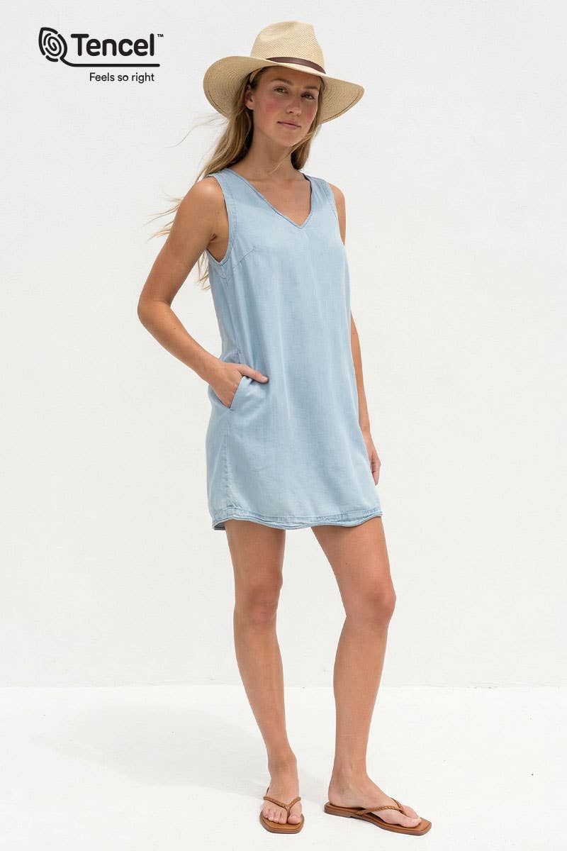 Wave Trim Tencel Midi Dress