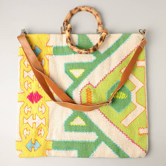 Bamboo Handle Bag with Strap