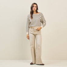 Load image into Gallery viewer, Asymmetric Neckline Striped Sweater
