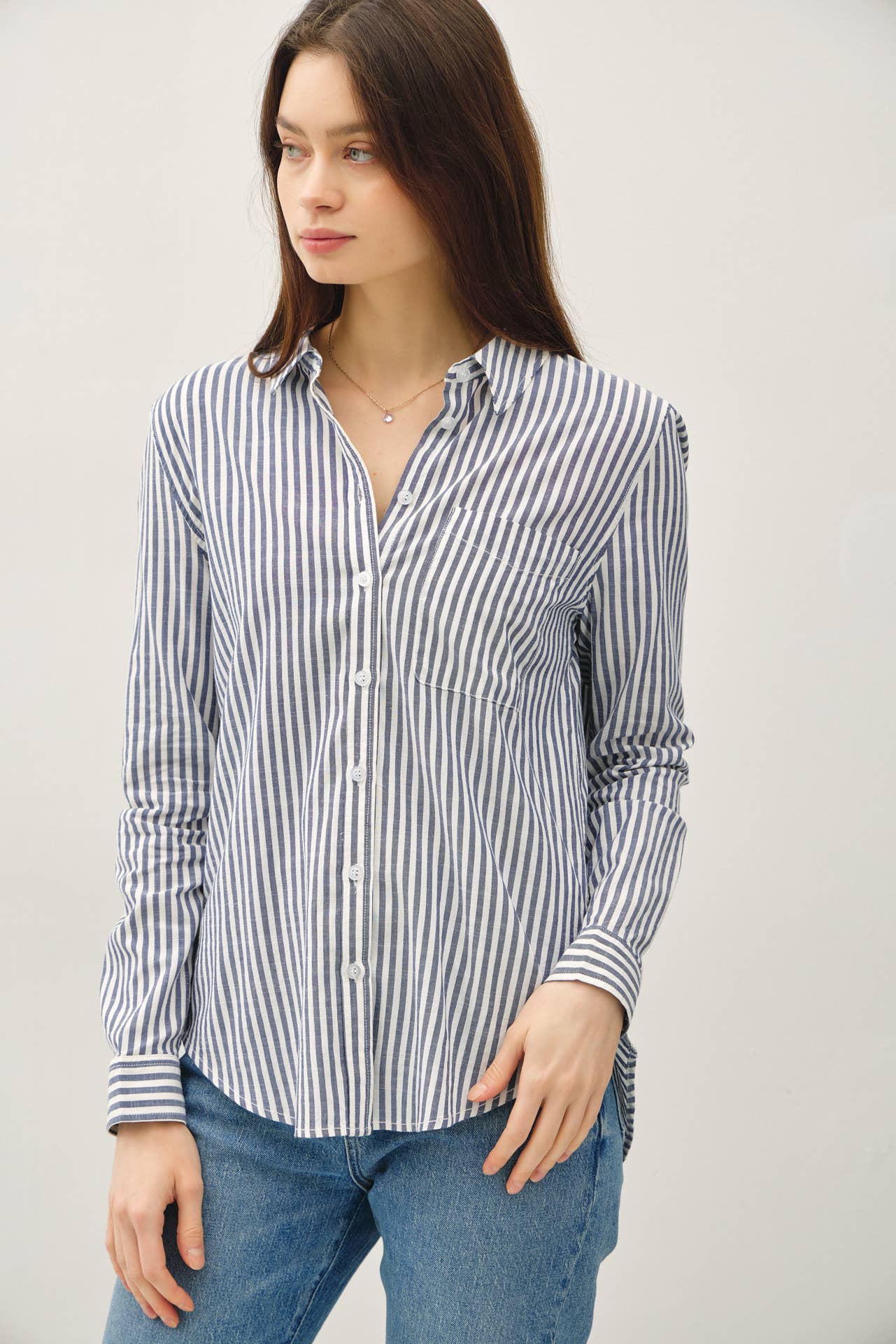 Striped Long Sleeve Button Down Shirt