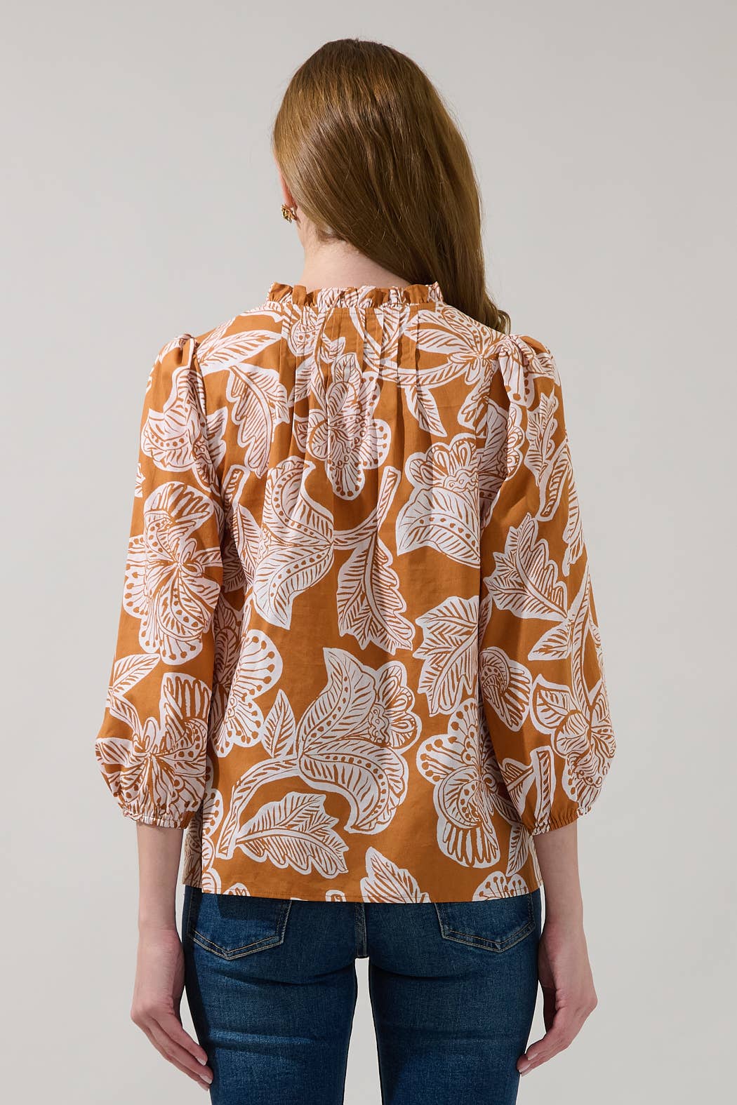 Pleated Back Split Neck Top