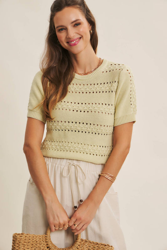 Pointelle Cotton Sweater Top