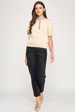 Load image into Gallery viewer, Scalloped Trim Short Sleeve Sweater Top
