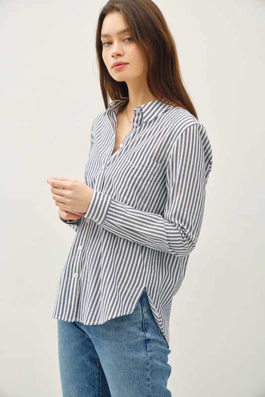 Striped Long Sleeve Button Down Shirt