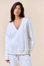 Load image into Gallery viewer, V-Neck Varsity Trim Sweatshirt
