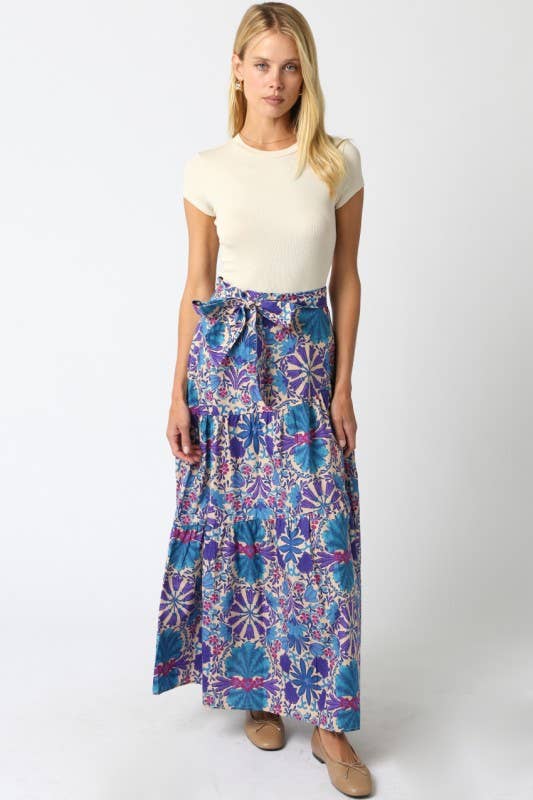 Rental- Olivaceous Flounce Hem Maxi Skirt