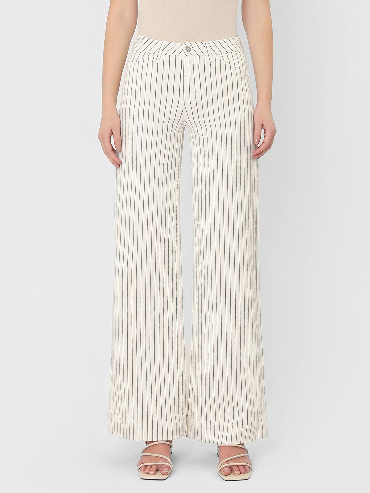 Olivia High Rise Striped Wide Leg Jeans
