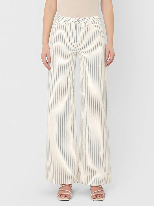 Olivia High Rise Striped Wide Leg Jeans