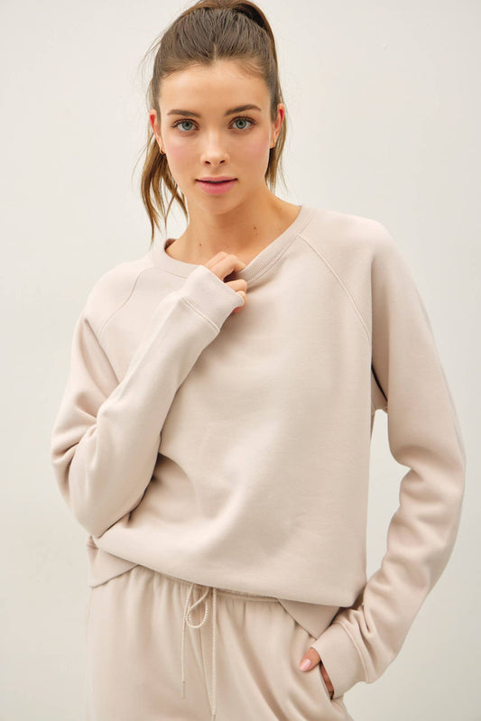Raglan Sleeve Pullover Sweatshirt