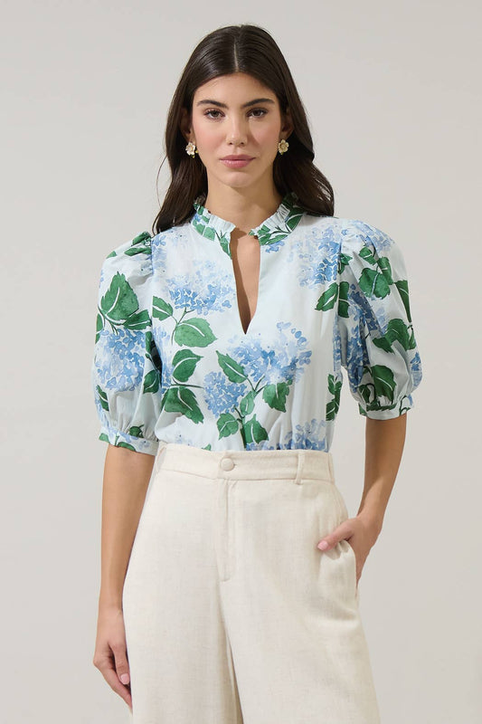 Hydrangea Puff Sleeve Top