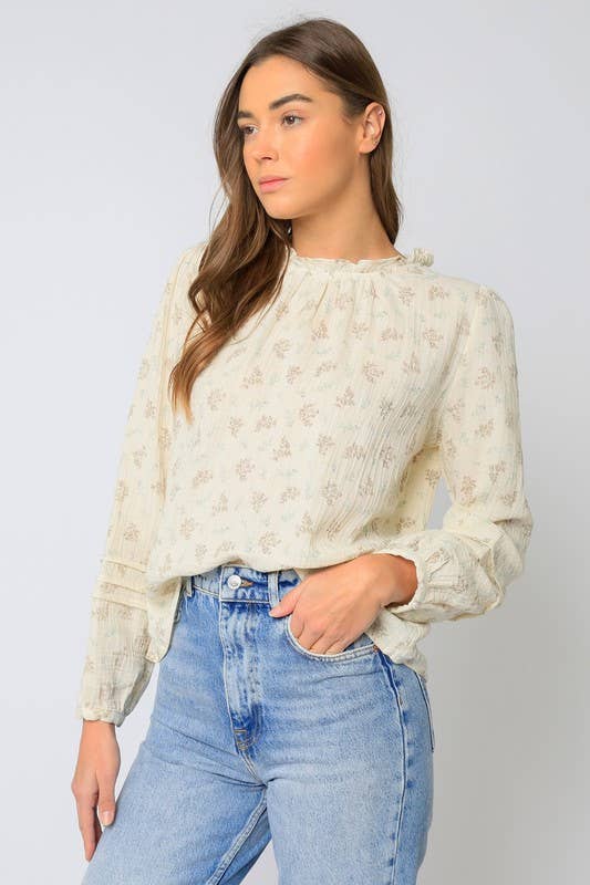 Gauzy Long Sleeve Floral Top