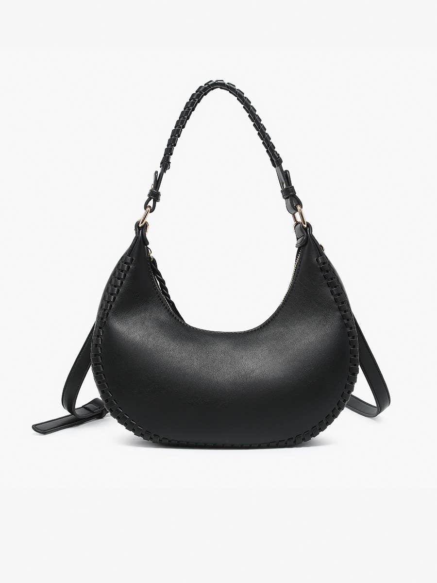 Aria Whipstitch Crescent Shoulder Bag