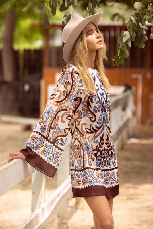 Border Print Mini Dress
