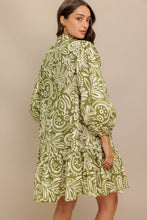 Load image into Gallery viewer, Long Sleeve Tie Neck Tiered Mini Dress
