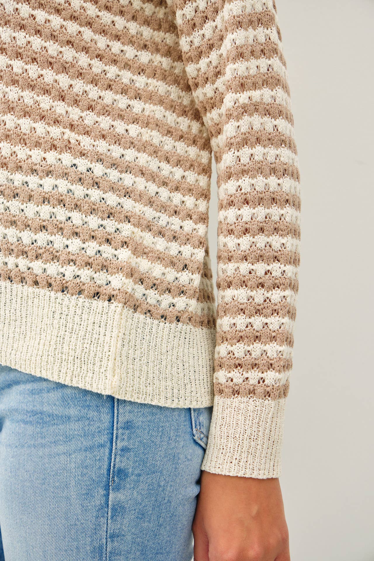 Striped Crochet Knit Sweater