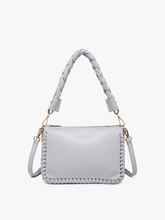 Load image into Gallery viewer, Judith Whipstitch Trim Shoulder Bag w/ Braided Handle
