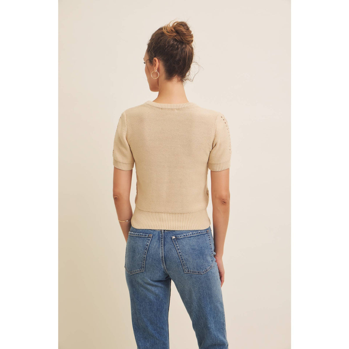 Pointelle Cotton Sweater Top
