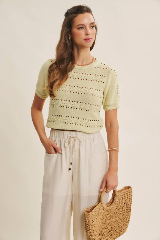Pointelle Cotton Sweater Top
