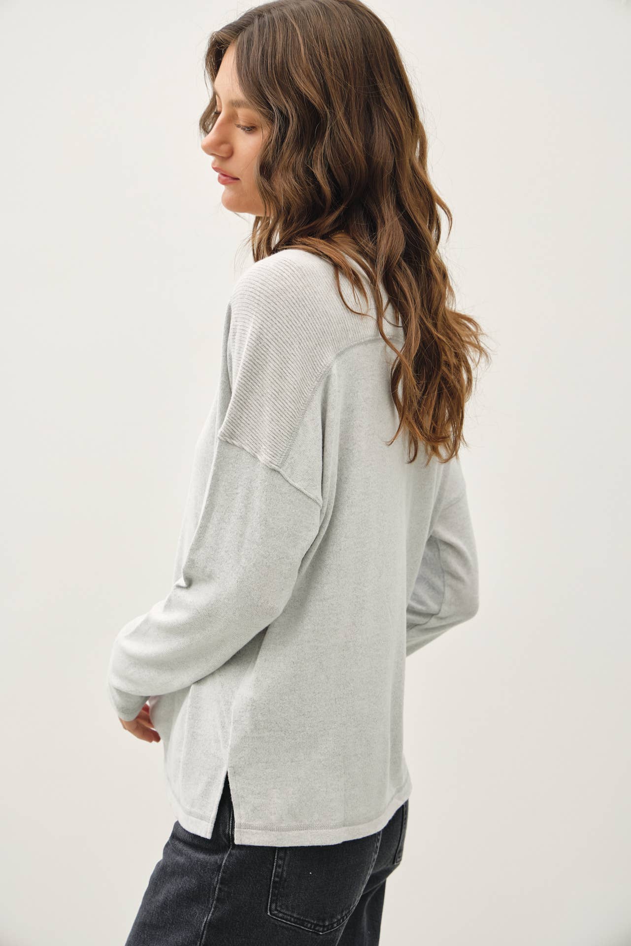 Raised Hems Long Sleeve Top