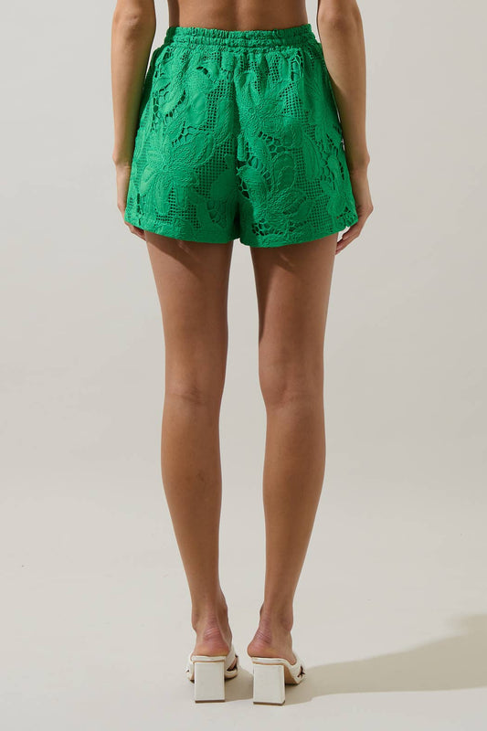 Eyelet Drawstring Shorts