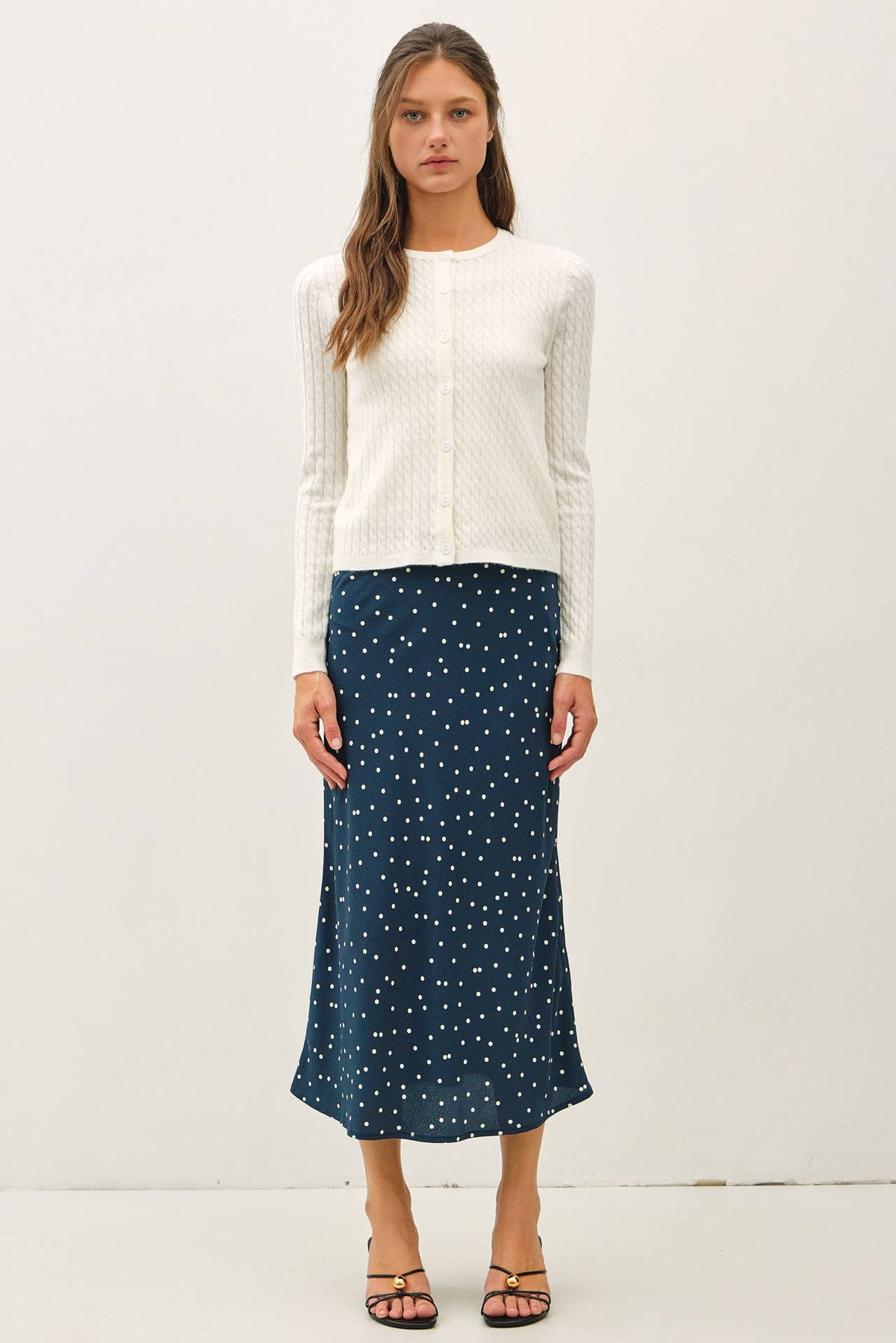 Dots Print Midi Skirt