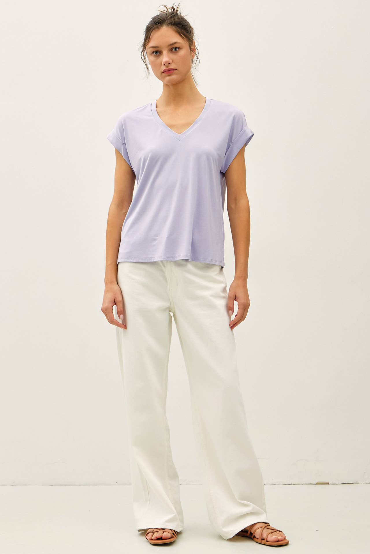 V-Neck Dolman Cap Sleeve Bamboo Top