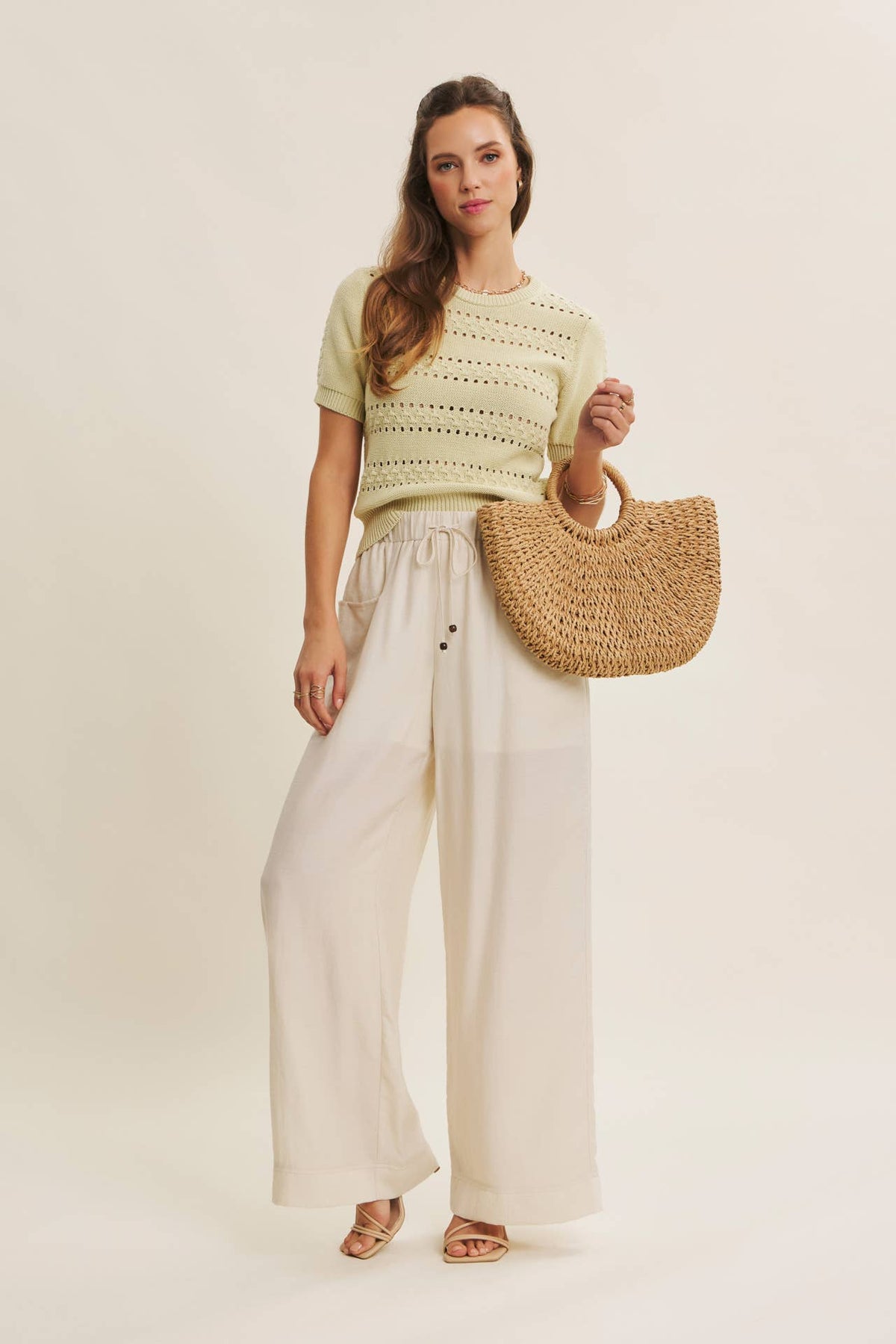 Pointelle Cotton Sweater Top