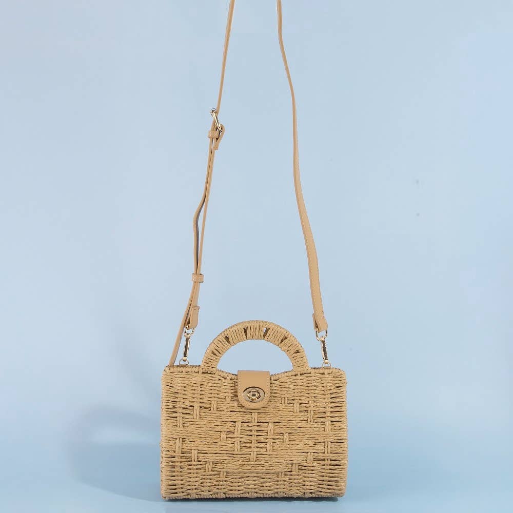 Natural Woven Straw Structure Top Handle Bag