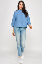 Load image into Gallery viewer, Balloon Sleeve Mock Neck Ribbed Sweater
