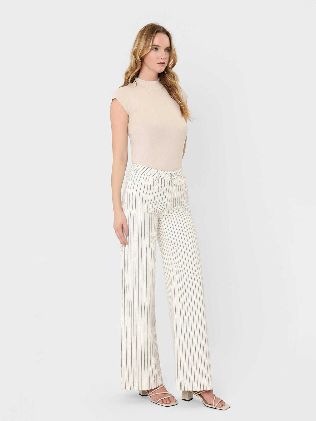 Olivia High Rise Striped Wide Leg Jeans