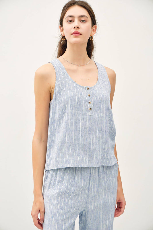 Boxy Cropped Henley Tank