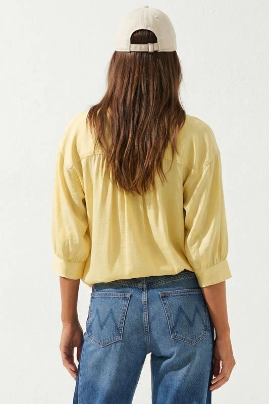 Oversized 3/4 Sleeve Button Up Blouse