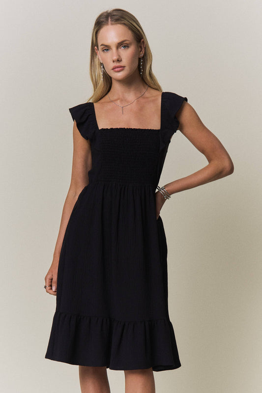 Fluttle Sleeve Smocked Mini Dress