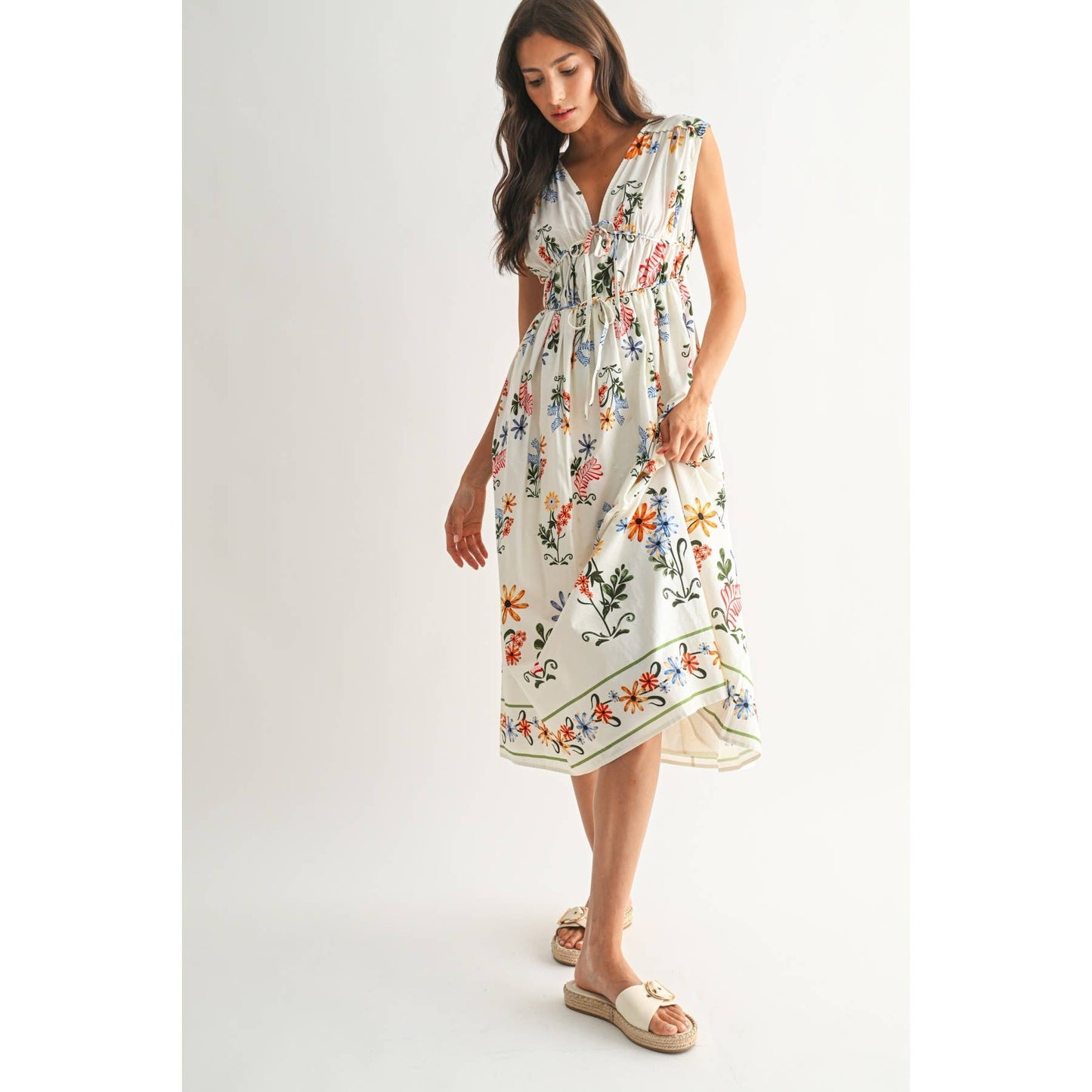 Tie Front Floral Maxi Dress