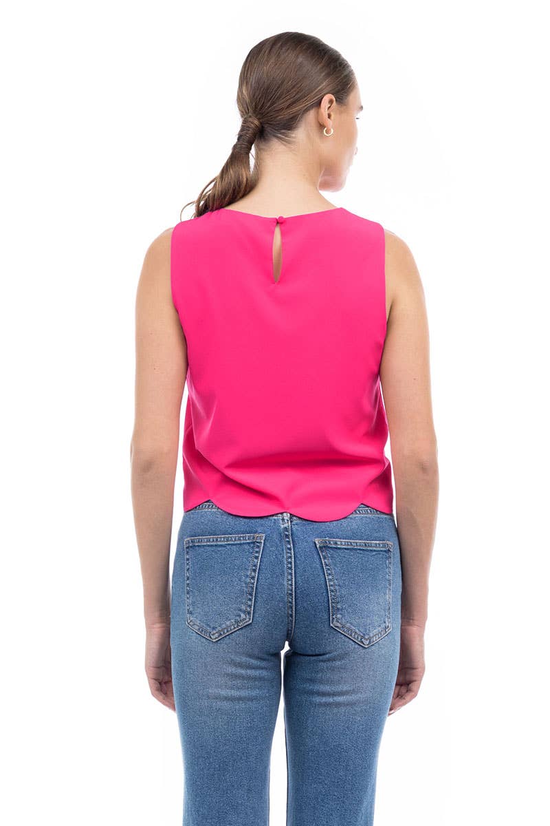 Scalloped Hem Sleeveless Top