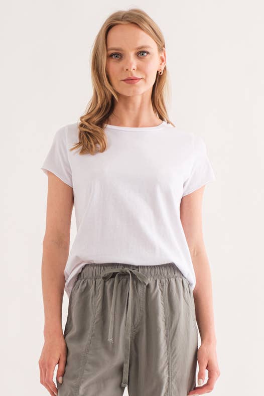 Washed Cotton Crew Neck Tee