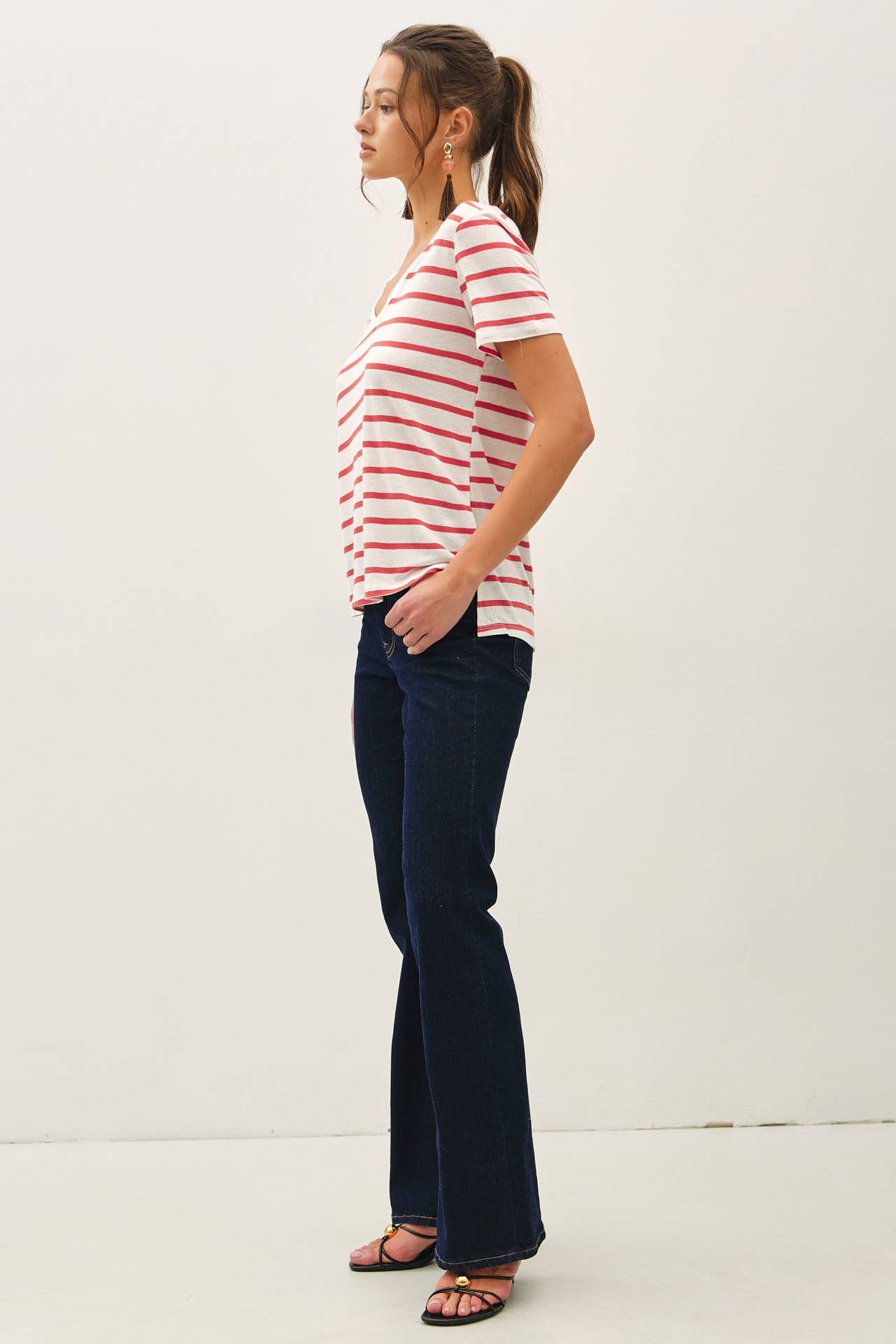 Linen Blend Striped Relaxed Top