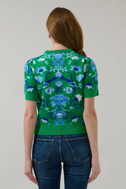 Short Sleeve Patterned Sweater