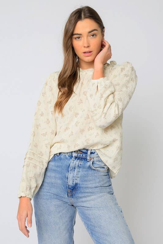 Gauzy Long Sleeve Floral Top