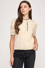 Load image into Gallery viewer, Scalloped Trim Short Sleeve Sweater Top
