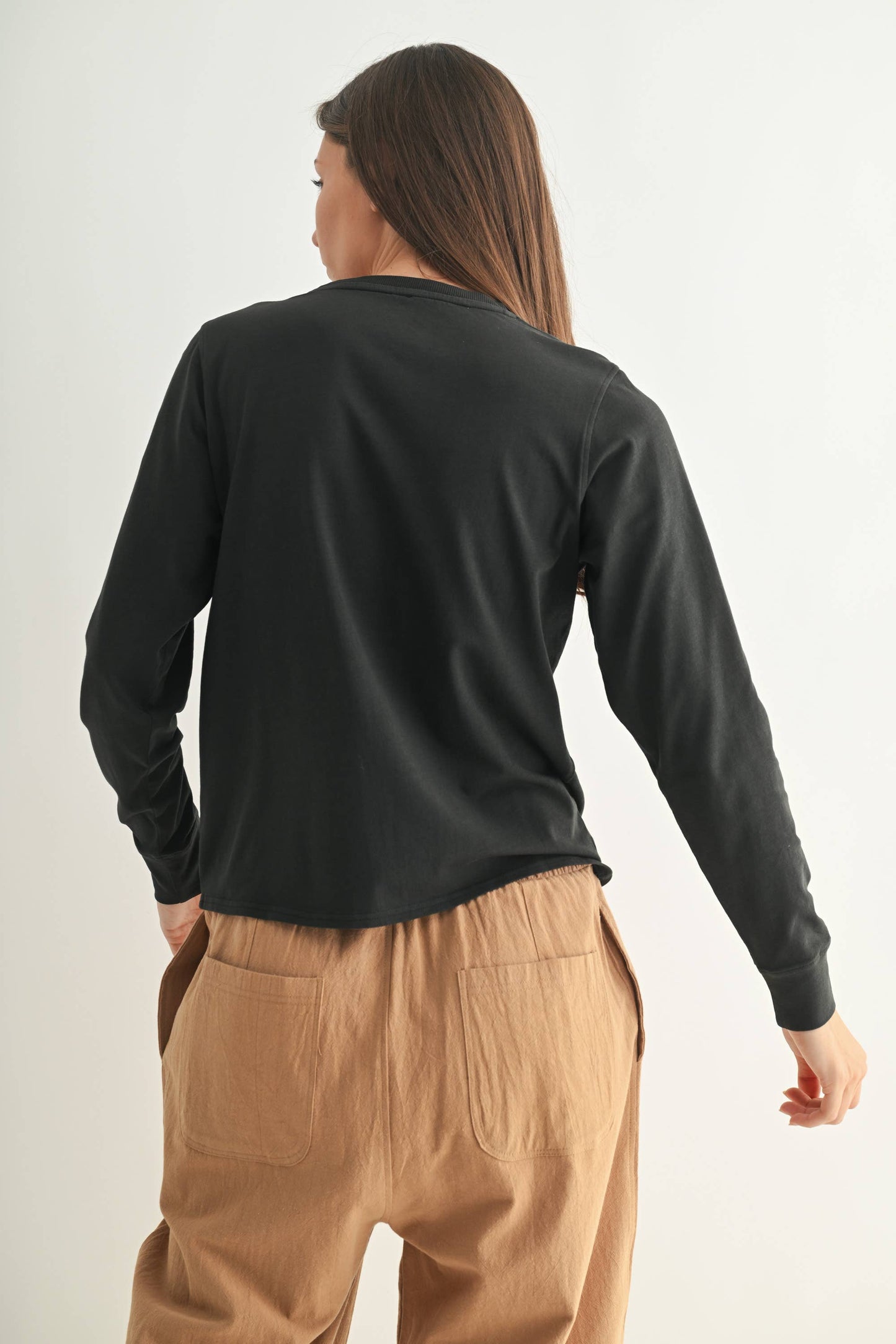 Stonewash Pima Cotton Boxy Long Sleeve